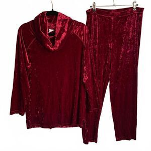 Vintage Cabernet Velour Tracksuit Loungewear set cowl neck NWOT medium M